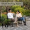 Gardenised Outdoor Powder Coated Steel Park Bench, Garden Bench with Pop Up Middle Table, Lawn Decor Seating Bench for Yard, Patio, Garden, Balcony, and Deck QI003461L - alternate 3